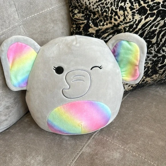 Squishmallows Gray and Pink Accent Pillow with Modern Iridescence 8” - Picture 4 of 4